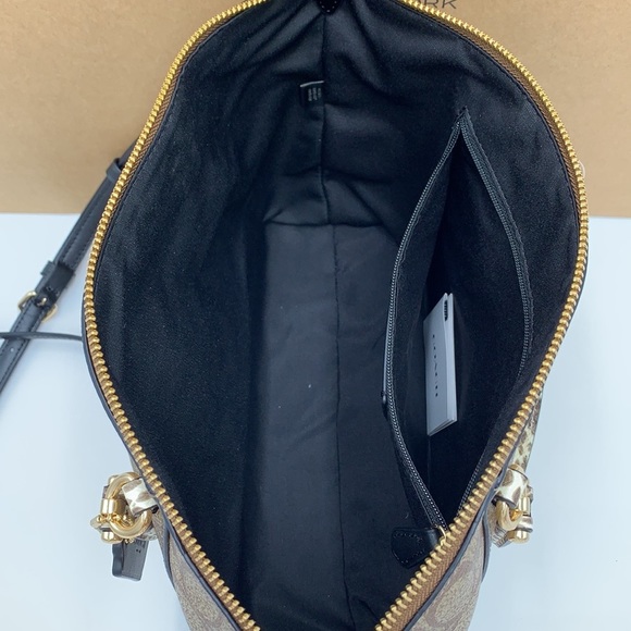 COACH Prairie Satchel / Shoulder In Colorblock Signature Canvas Khaki/Black Mult - Picture 11 of 16